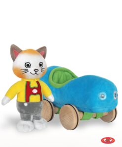 Yottoy Huckle Cat Soft Toy w/ Blue Car